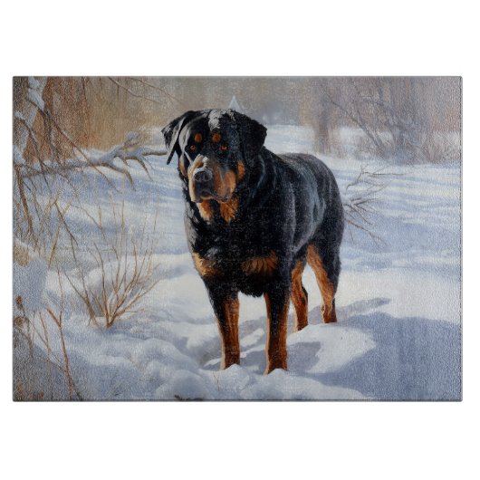 Rottweiler Laat het sneeuwen Kerstmis Snijplank (Voorkant)