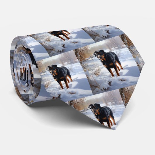 Rottweiler Laat het sneeuwen Kerstmis Stropdas (Opgerold)