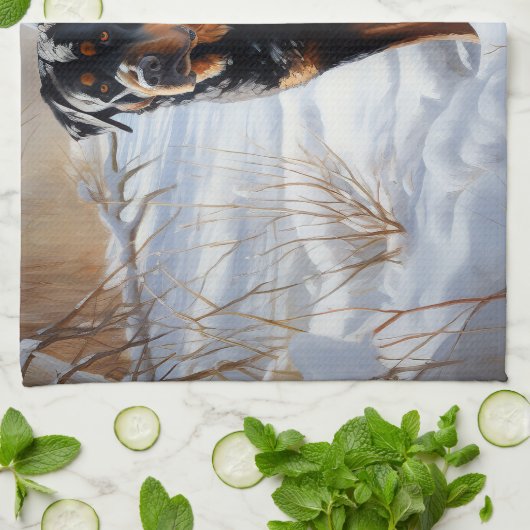 Rottweiler Laat het sneeuwen Kerstmis Theedoek (Gevouwen)