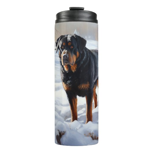 Rottweiler Laat het sneeuwen Kerstmis Thermosbeker (Voorkant)