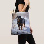 Rottweiler Laat het sneeuwen Kerstmis Tote Bag (Dichtbij)