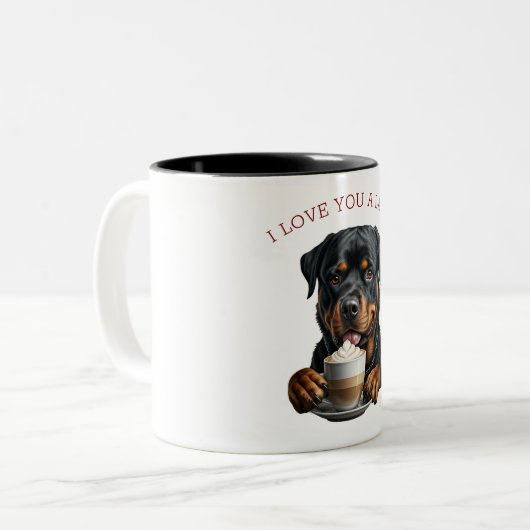 Rottweiler Latte Tweekleurige Koffiemok (Voorkant links)