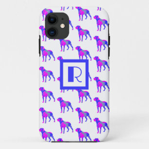 Rottweiler Leuke Hond Silhouet Roze Monogram Wit Case-Mate iPhone Case