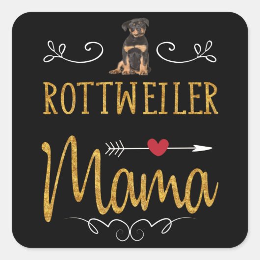 Rottweiler liefde mama vierkante sticker (Voorkant)