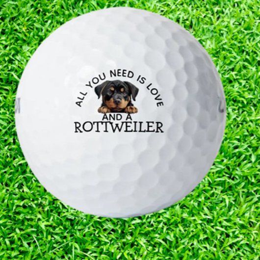 Rottweiler-lievende golfer golfballen