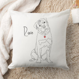 Rottweiler Lijntekening met Naam Kussen