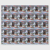 Rottweiler loopt in de sneeuw met kerst Pet Cadeaupapier (Vlak)