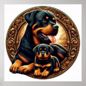 Rottweiler mama en puppy 04 5000X Poster (Voorkant)