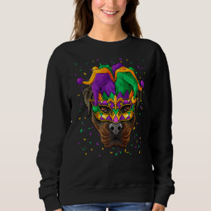 Rottweiler Mardi Gras Dog Face Carnival Jester Fes Trui