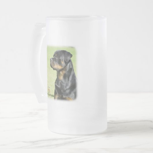 Rottweiler Matglas Bierpul (Voorkant links)