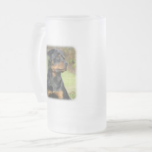 Rottweiler Matglas Bierpul (Voorkant links)