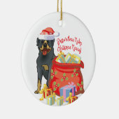 Rottweiler Merry Kerstmis Keramisch Ornament (Rechts)