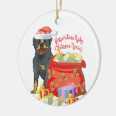 Rottweiler Merry Kerstmis Keramisch Ornament (Links)