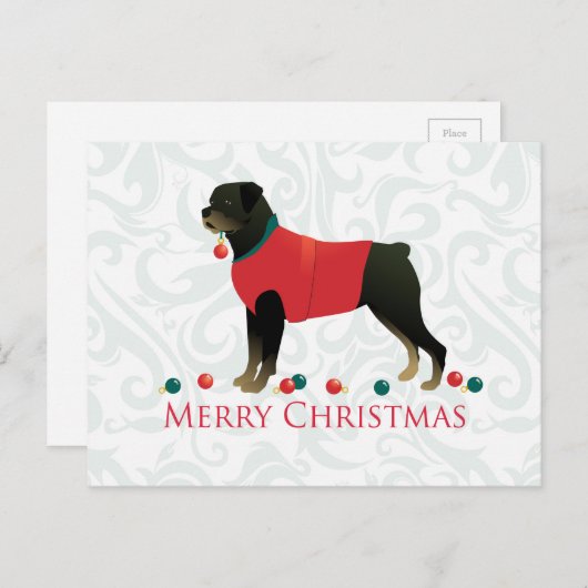 Rottweiler Merry-kerstontwerp Feestdagenkaart (Voorkant / Achterkant)
