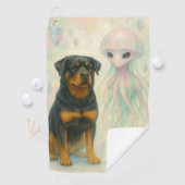 Rottweiler met Alien Golfhanddoek (Insitu)
