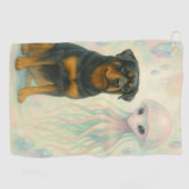 Rottweiler met Alien Golfhanddoek (Horizontaal)