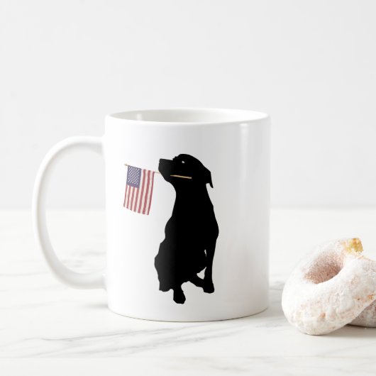 Rottweiler met Amerikaanse vlag Koffiemok (Met donut)
