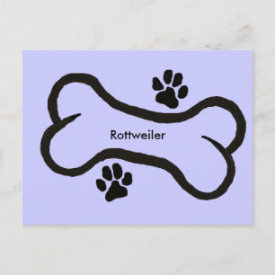 Rottweiler met Bone N Pawprint Design Briefkaart