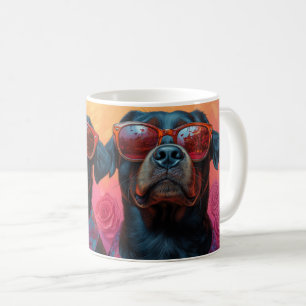 Rottweiler Met Hart Rozen Valentijnsdag Koffiemok