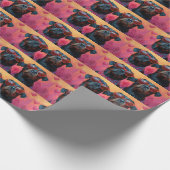 Rottweiler met hartrozen Valentijnsdag Cadeaupapier (Hoek)