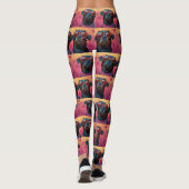 Rottweiler met Hartrozen Valentijnsdag Leggings (Achterkant)