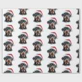 Rottweiler met Kerstman Hoed Cadeaupapier (Vlak)
