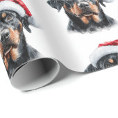 Rottweiler met Kerstman Hoed Cadeaupapier (Rol Hoek)