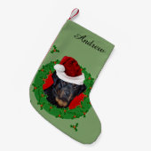 Rottweiler met kerstmis kleine kerstsok (Voorkant (Hangend))