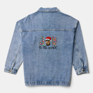 Rottweiler met kerstrottie met rottweiler denim jacket