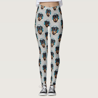 Rottweiler met koptelefoon leggings 4