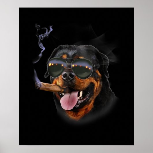 Rottweiler met sigaar dragende glazen poster (Voorkant)