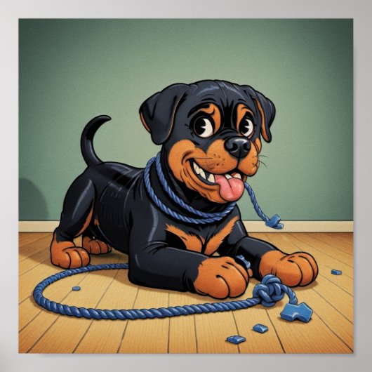 Rottweiler met Speelgoed-Poster Poster (Voorkant)