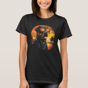 Rottweiler met zonnebril Funny Retro Dog T-shirt