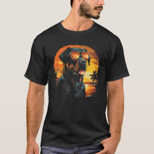 Rottweiler met zonnebril Funny Retro Dog T-shirt