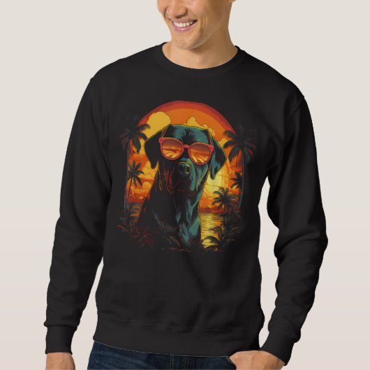 Rottweiler met zonnebril Funny Retro Dog Trui (Voorkant)