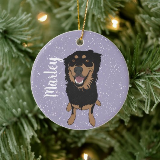 Rottweiler Mix Kerstmis Keramisch Ornament (Boom)