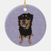 Rottweiler Mix Kerstmis Keramisch Ornament (Achterkant)