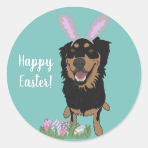 rottweiler Mix Pasen Ronde Sticker