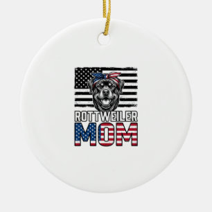 Rottweiler Moeder Patriottische Vintage Hond Shirt Keramisch Ornament