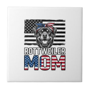 Rottweiler Moeder Patriottische Vintage Hond Shirt Tegeltje