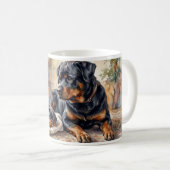 Rottweiler Moeder & Puppy Mok – Gezellig Geschenk (Voorkant rechts)