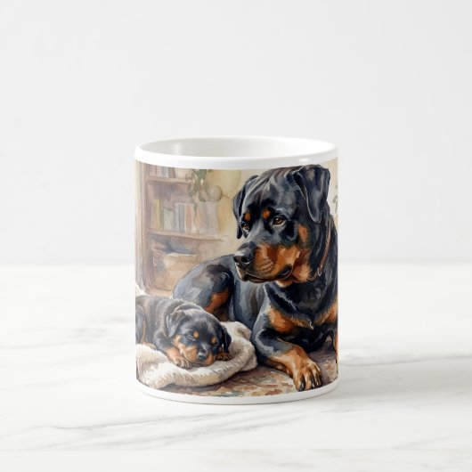 Rottweiler Moeder & Puppy Mok – Gezellig Geschenk (Center)