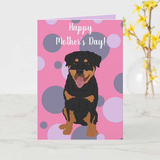 Rottweiler Moederdag Kaart (Gele Bloem)