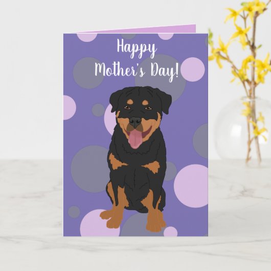 Rottweiler Moederdag Kaart (Gele Bloem)