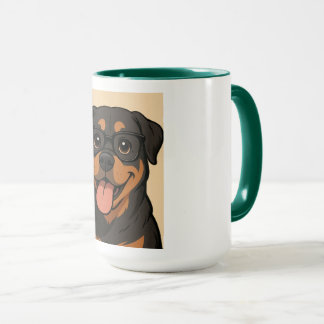 Rottweiler mok. cartoon afbeelding. glazen hond mok