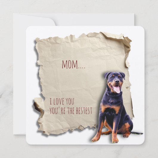 Rottweiler Mom gescheurd papier Moederdag Kaart (Voorkant)