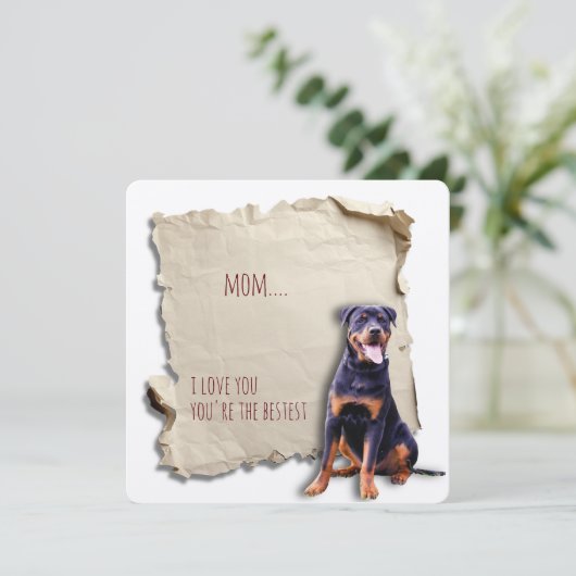 Rottweiler Mom gescheurd papier Moederdag Kaart (Staand voorkant)