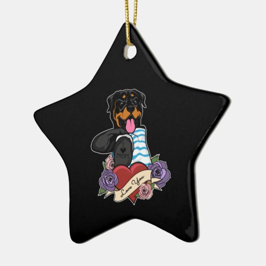 Rottweiler Mom Keramisch Ornament (Links)