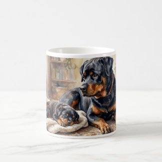 Rottweiler Mom & Puppy Mug – Cozy Dog Lover Gift Koffiemok