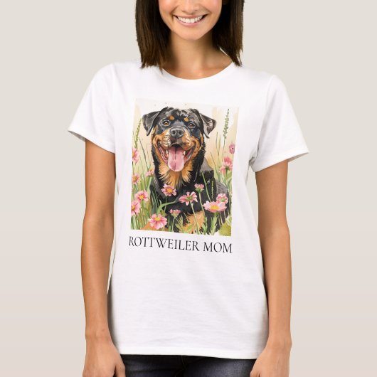 Rottweiler Mom T-Shirt – Watercolor Dog Gift (Voorkant)